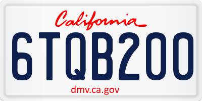 CA license plate 6TQB200