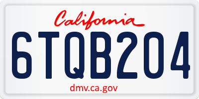 CA license plate 6TQB204