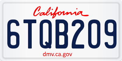 CA license plate 6TQB209