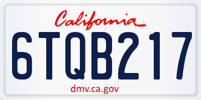 CA license plate 6TQB217