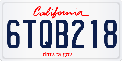 CA license plate 6TQB218