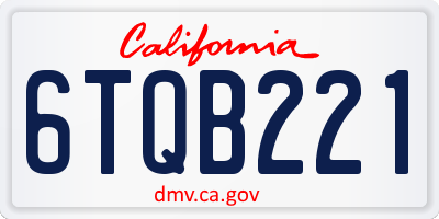 CA license plate 6TQB221