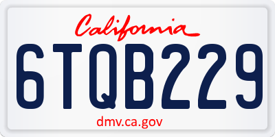 CA license plate 6TQB229