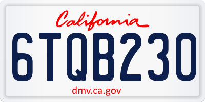 CA license plate 6TQB230