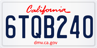 CA license plate 6TQB240
