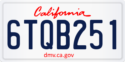 CA license plate 6TQB251