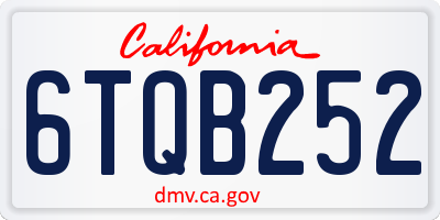 CA license plate 6TQB252