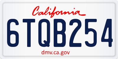 CA license plate 6TQB254