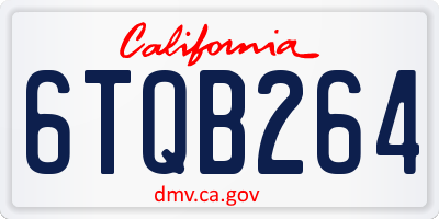 CA license plate 6TQB264