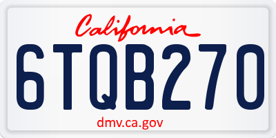 CA license plate 6TQB270