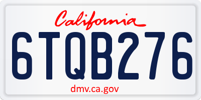 CA license plate 6TQB276