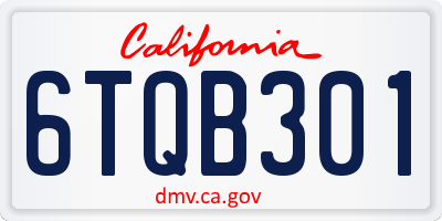CA license plate 6TQB301