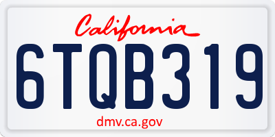 CA license plate 6TQB319