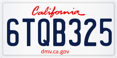CA license plate 6TQB325