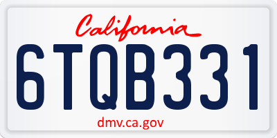 CA license plate 6TQB331