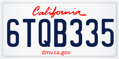 CA license plate 6TQB335