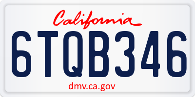 CA license plate 6TQB346