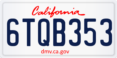 CA license plate 6TQB353
