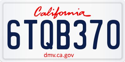 CA license plate 6TQB370