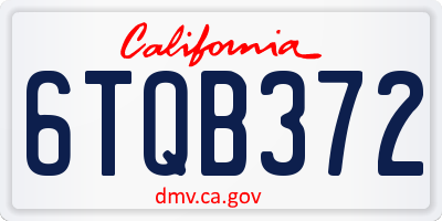 CA license plate 6TQB372
