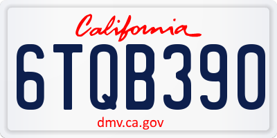 CA license plate 6TQB390
