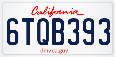 CA license plate 6TQB393
