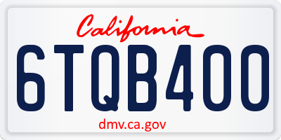 CA license plate 6TQB400