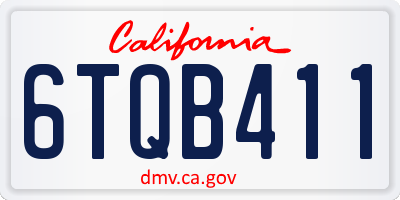 CA license plate 6TQB411