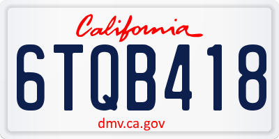 CA license plate 6TQB418