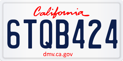 CA license plate 6TQB424