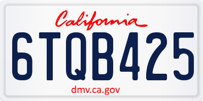 CA license plate 6TQB425