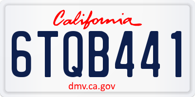 CA license plate 6TQB441