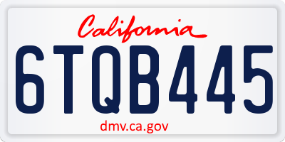 CA license plate 6TQB445