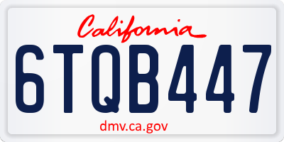 CA license plate 6TQB447