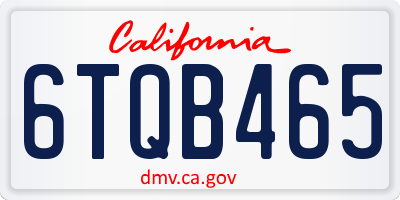 CA license plate 6TQB465