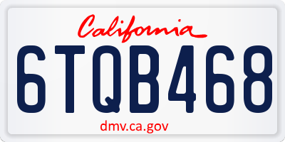 CA license plate 6TQB468
