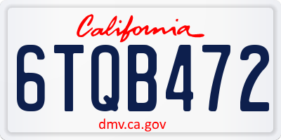 CA license plate 6TQB472