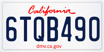 CA license plate 6TQB490