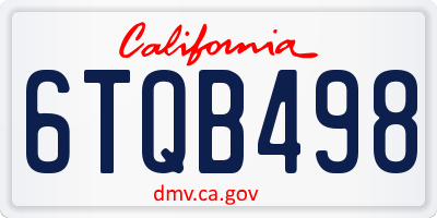 CA license plate 6TQB498