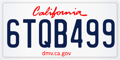 CA license plate 6TQB499