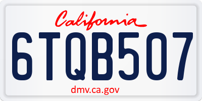 CA license plate 6TQB507