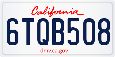 CA license plate 6TQB508