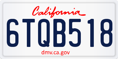 CA license plate 6TQB518
