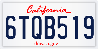 CA license plate 6TQB519