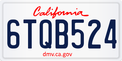 CA license plate 6TQB524