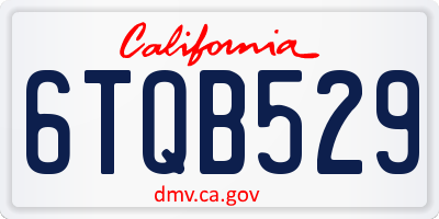CA license plate 6TQB529