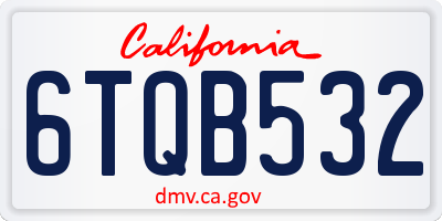 CA license plate 6TQB532