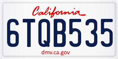 CA license plate 6TQB535
