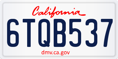 CA license plate 6TQB537