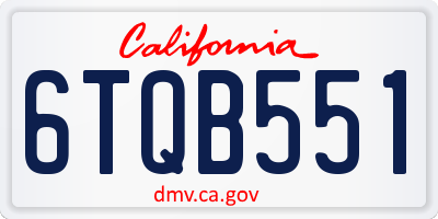 CA license plate 6TQB551